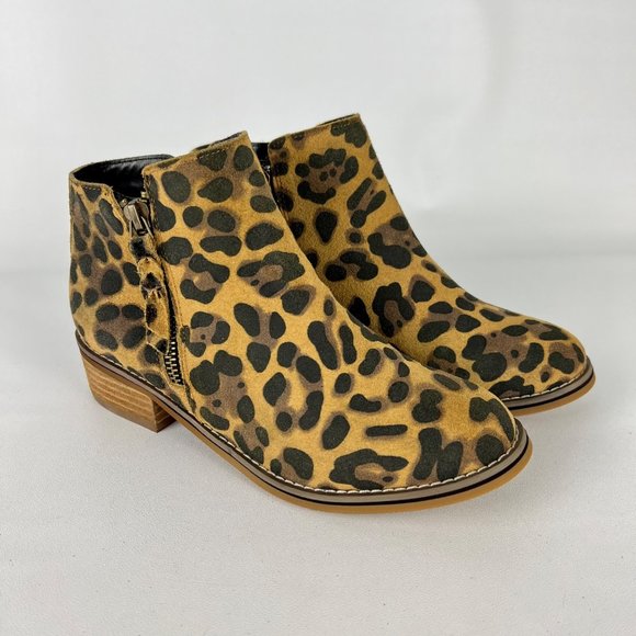 Blondo Liam Waterproof Ankle Boot Leopard Print Suede Double Zip size 6.5 - Picture 1 of 16